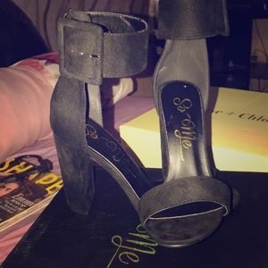 Brand new black ankle strap heels 7